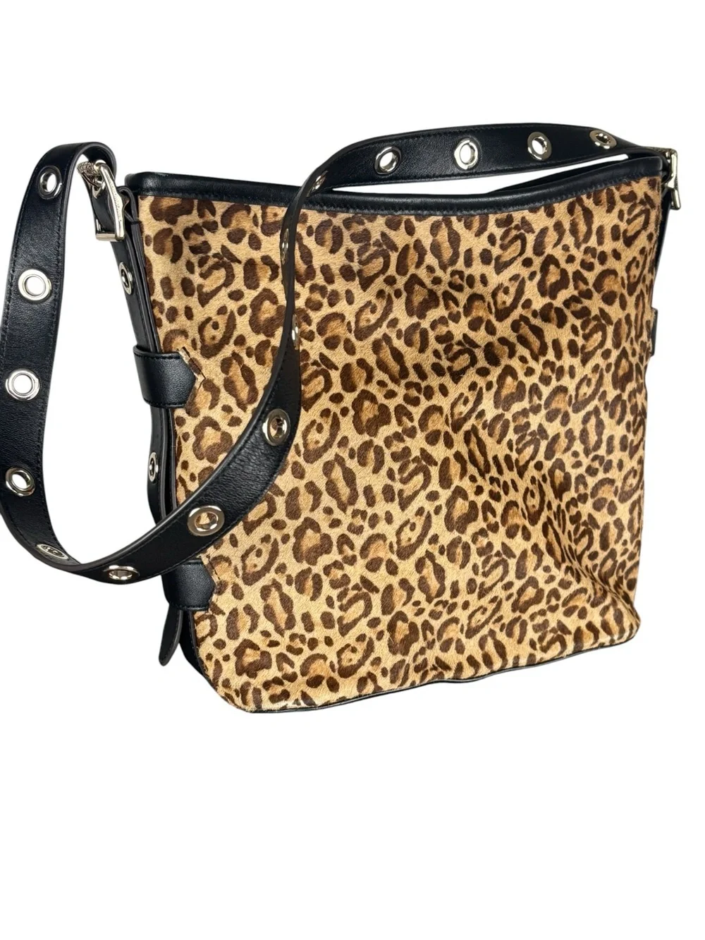 Aimee Kestenberg Buckle Up Leopard Calf Hair Leather Hobo Shoulder Bag